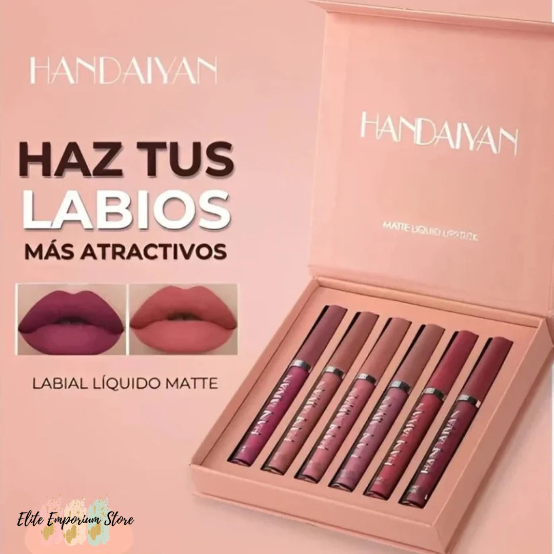 Set 6 Labiales LuxeKiss™ Acabado mate perfecto | Sin retoques todo el día