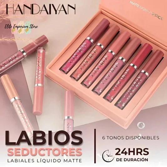 Set 6 Labiales LuxeKiss™ Acabado mate perfecto | Sin retoques todo el día