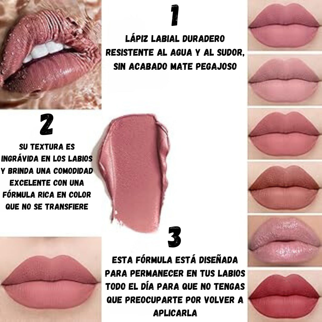 LuxeKiss™ | 12 Labiales Hidratantes: Color duradero sin resecar tus labios